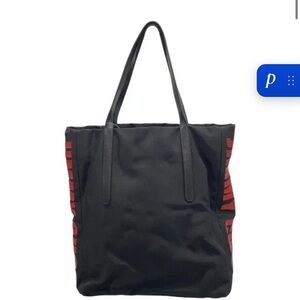 JIMMY CHOO Pimlico N/S - Black Red Nylon Leather Tote Bag